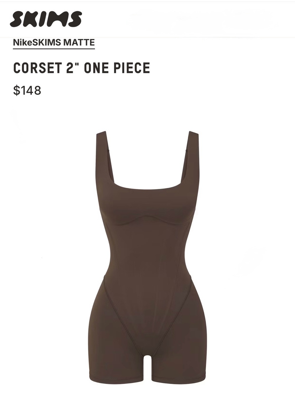SKIMS Matte Corset One-Piece Bodysuit - Chocolate Brown ***Sold Out in size S***